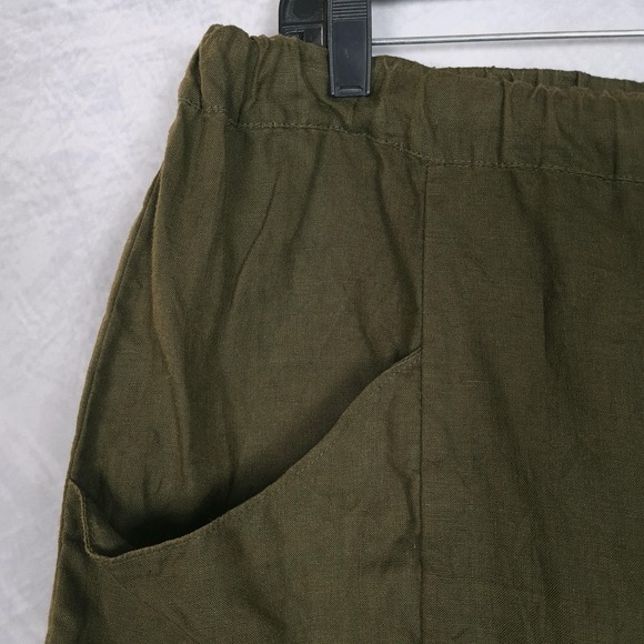 Quince Linen Pants Womens Large Martini Olive Tapered Ankle Pull On Casual - Picture 3 of 16